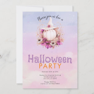 Schöne Boho-Kürbis-Hexenhut-Halloween-Party Einladung