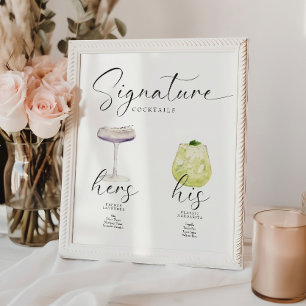 Schöne Boho Signature Drink Wedding Bar Poster