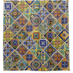 Schöne Boho Talavera Fliese Duschvorhang