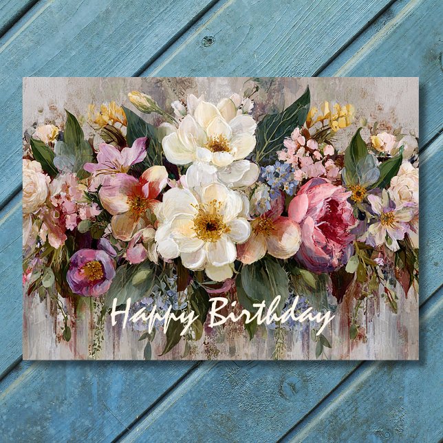 Schöne Boho-Wildblumen-Blumen-Geburtstag Karte (Beautiful Boho Wildflower Floral Birthday Card Front)