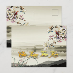 Schöne bokolische Szene vietnamesische Rat Jahr 20 Einladungspostkarte