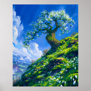 Schöne Bonsai Tree auf dem Spring Hill Poster