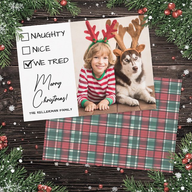 Schöne-Böse-Liste Lustige Weihnachten (Naughty Or Nice List Funny Christmas Holiday Card )