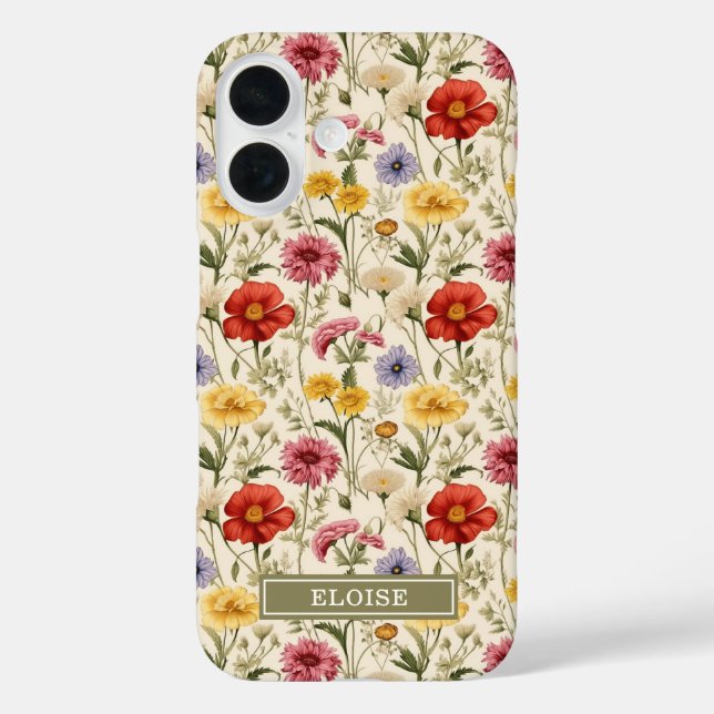 Schöne botanische Aquarell-Wildblumen-Name Case-Mate iPhone Hülle (Rückseite)