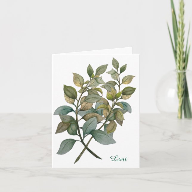 Schöne Botanische/Basilische geklappte Grußkarte Feiertagskarte (Vorderseite)