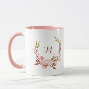 Schöne botanische   Blumenkranz mit Monogramm Tasse
