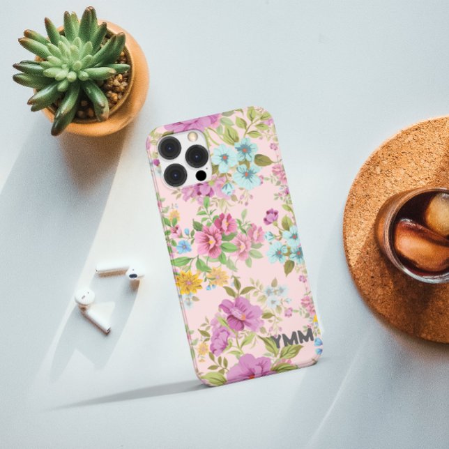 Schöne botanische Floralfarben + Monogramm Case-Mate iPhone Hülle (Von Creator hochgeladen)