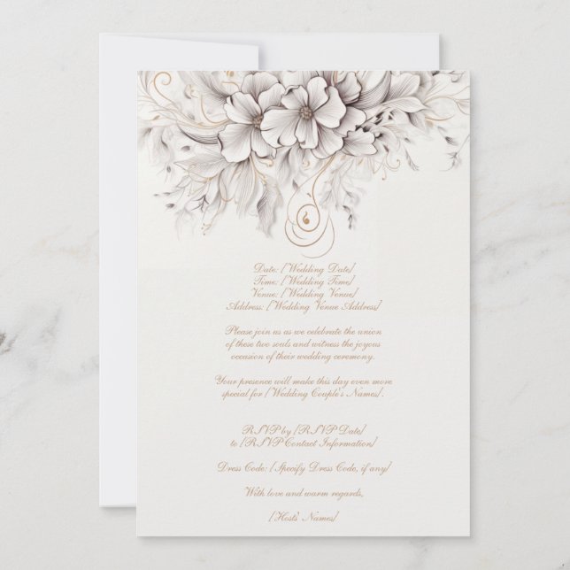 Schöne botanische Hochzeit mit Flora Einladung (Rückseite)
