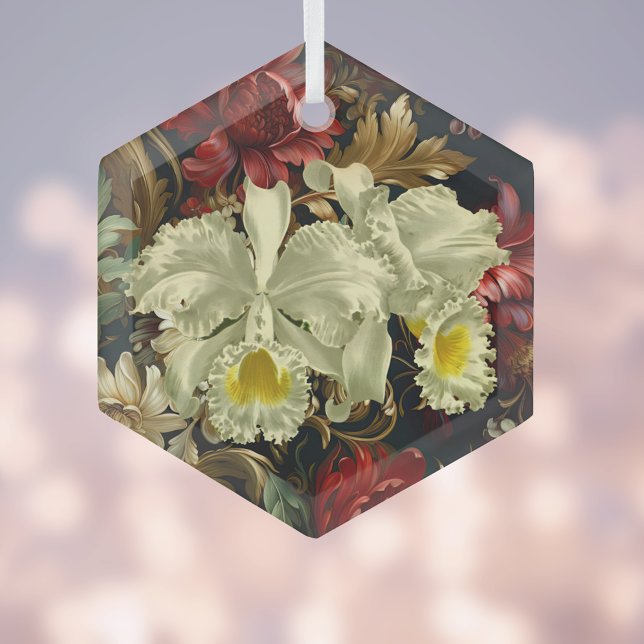 Schöne Botanische Orchideen Frische Pasta machen Ornament Aus Glas (Von Creator hochgeladen)