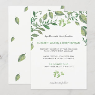 Schöne botanische Vegetation Hochzeit Einladung