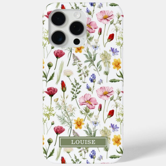 Schöne botanische Wildblumen Name Case-Mate iPhone Hülle (Rückseite)