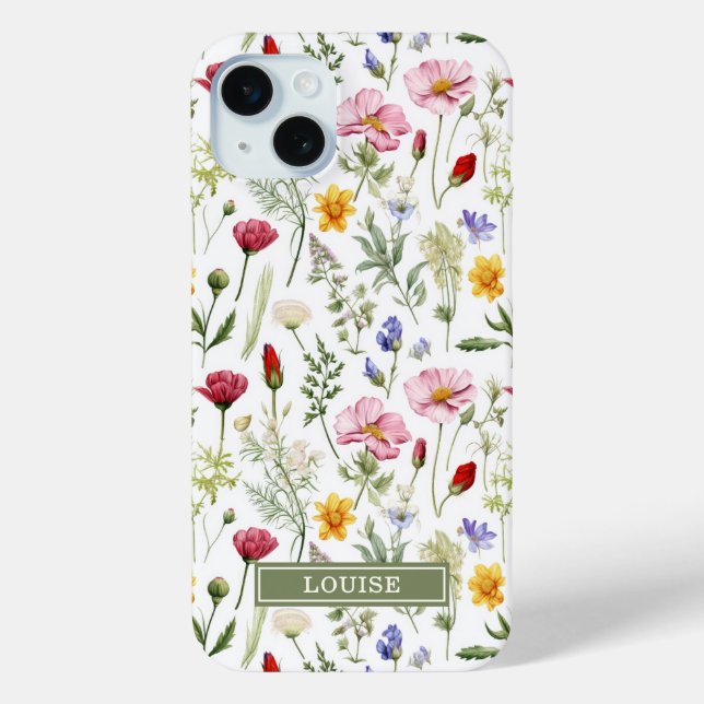 Schöne botanische Wildblumen Name Case-Mate iPhone Hülle (Rückseite)