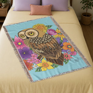 Schöne Brauneule Bunter Blumenstrauß Decke