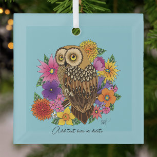 Schöne Brauneule Bunter Blumenstrauß Ornament Aus Glas