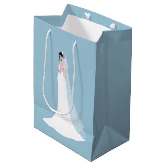 Schöne Braut in Bridal Gown Mittlere Geschenktüte (Vorderseite Schrägansicht)