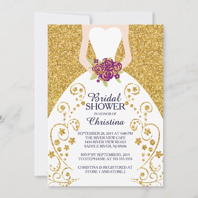 Schöne Bride Glitzer Bridal Dusche Einladung (Vorderseite)