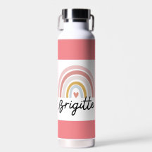 Schöne Brigitte mit Regenbogenwasser Flasche.