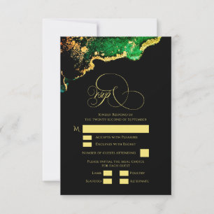 Schöne Bronze Green Gold Agate Wedding RSVP Karte