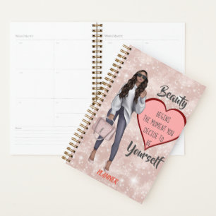 Schöne Brown Hair Girl Planner Planer