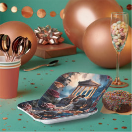 Schöne Brücken und Bräuche Stehend am Meer Pappteller