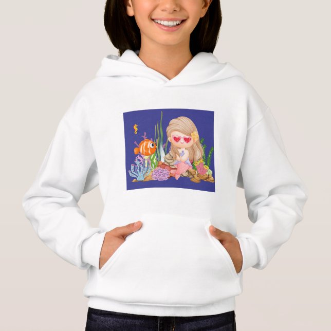Schöne BRUNET HAIR Meerjungfrau Hoodie (Vorderseite)