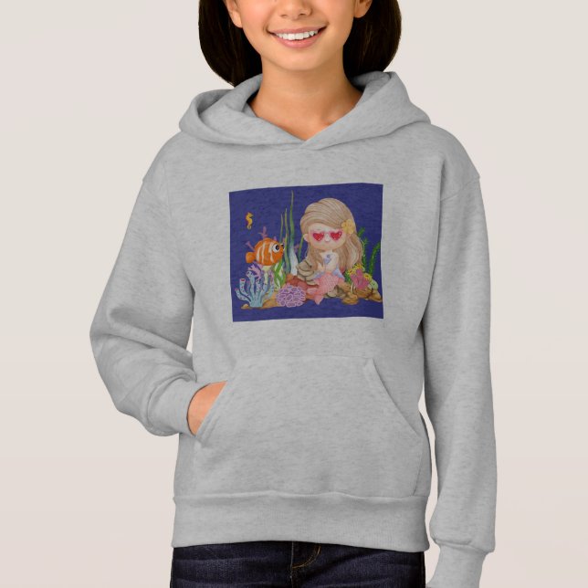 Schöne BRUNET HAIR Meerjungfrau Hoodie (Vorderseite)