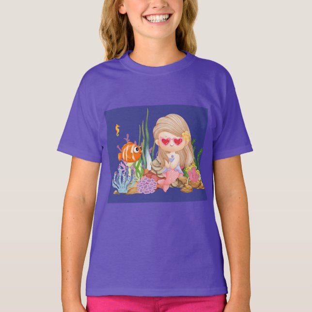 Schöne BRUNET HAIR Meerjungfrau T-Shirt (Vorderseite)