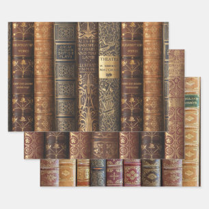 Schöne Buchrücken (Antik & Jugendstil) Geschenkpapier Set