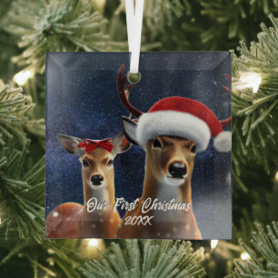 Schöne Buck and Doe Ornament Aus Glas