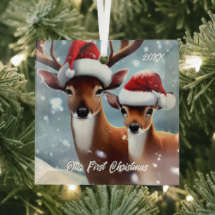 Schöne Buck and Doe Ornament Aus Glas