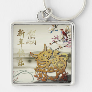 Schöne bukolische Szene Chinesisch 0x Jahr 2021 MS Schlüsselanhänger