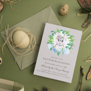 Schöne Bunny Floral Wreath Ostereier Jagd Einladung