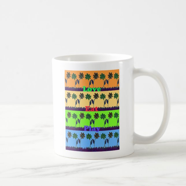 Schöne bunt Eat Liebe Spieltext Blumenstrauß Pop Kaffeetasse (Rechts)
