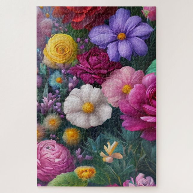 Schöne bunt lebendige Mixed Blume Spaß Puzzle (Vertikal)