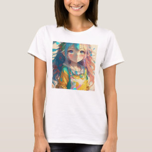 Schöne bunte Anime-Girl T-Shirt