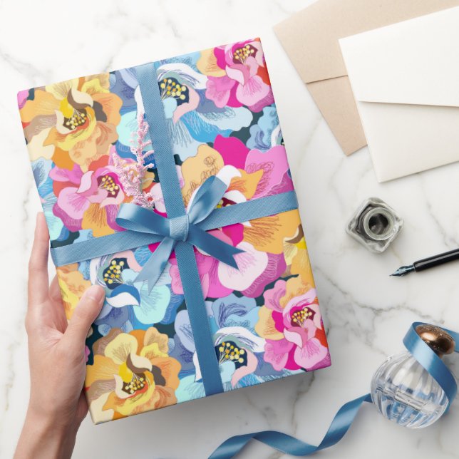 Schöne bunte Blumen  Geschenkpapier (Schenken)