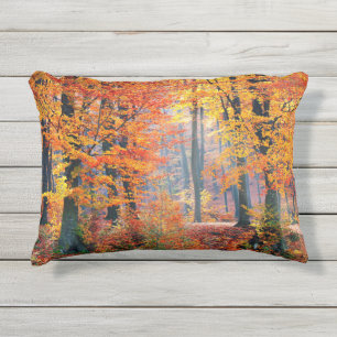 Schöne bunte Herbstwaldsunbeams Kissen Für Draußen