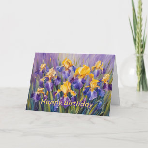 Schöne bunte Iris-Blumen zum Geburtstag Karte