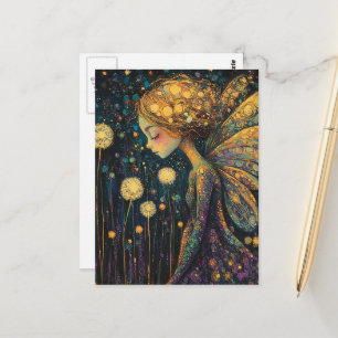Schöne bunte Löwenzahnfee Postkarte