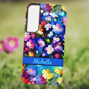 Schöne bunte personalisierte Blumen mit Ihrem Name Samsung Galaxy Hülle