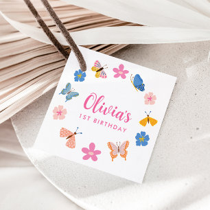 Schöne bunte Schmetterlinge Geburtstagsfeier Geschenkanhänger