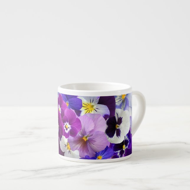 Schöne bunte Stiefmütterchen-Blumenespresso-Tasse Espressotasse (Vorderseite Rechts)