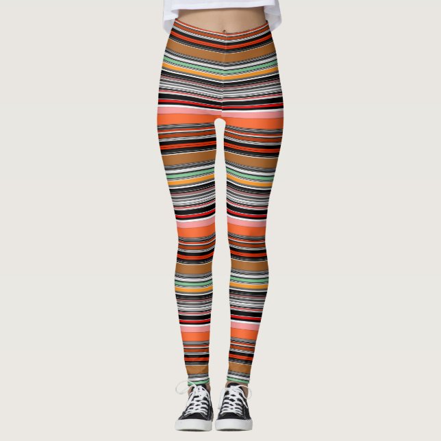 Schöne, bunte Streifen Leggings (Vorderseite)