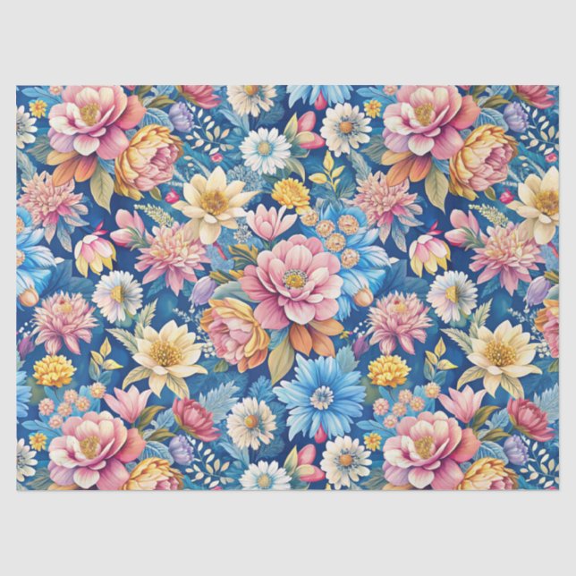 Schöne Bunte Wildblumen Muster Decoupage Seidenpapier (Vorderseite)