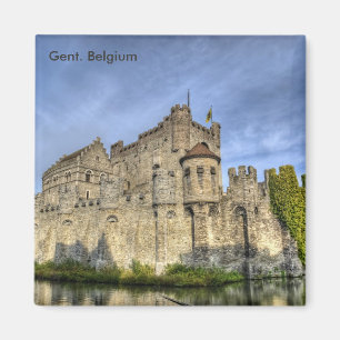 Schöne Burg in Gent. Belgien Reiseandenken Magnet