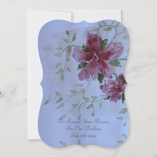 Schöne Burgund Flower Wedding Einladung (Vorderseite)