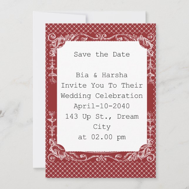 Schöne Burgundy Card Einladung (Vorderseite)