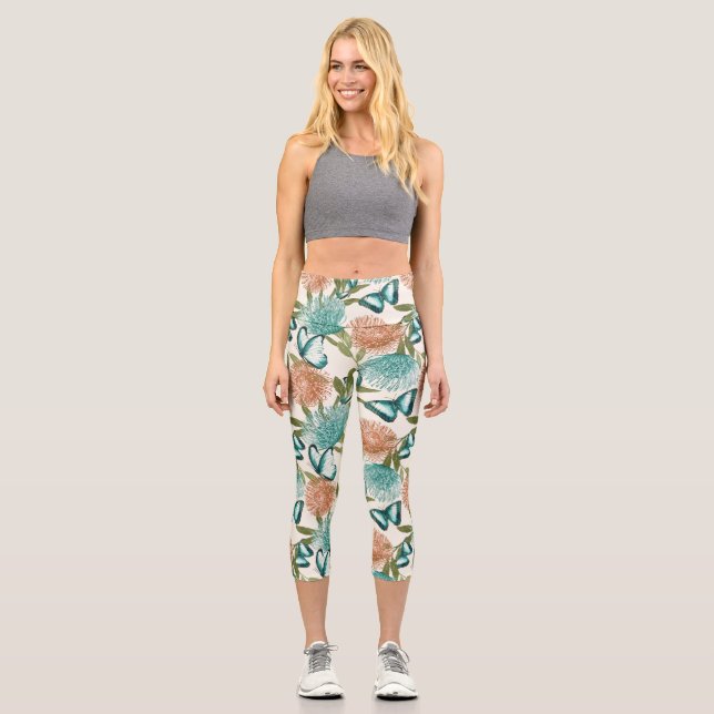 Schöne Butterfly-Druckbrennerei Capri Leggings (Vorderseite)