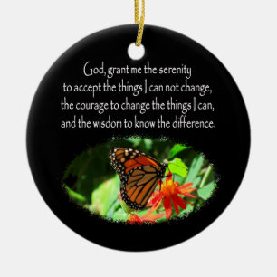 SCHÖNE BUTTERFLY FOTO SERENITY PRAYER DESIGN KERAMIKORNAMENT