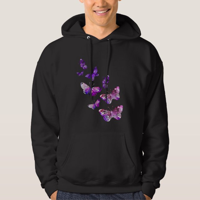 Schöne Butterfly Girls Lila Schmetterlinge Hoodie (Vorderseite)